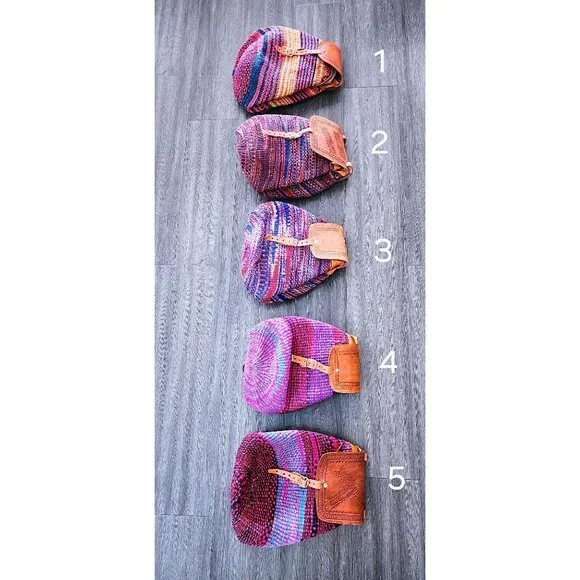 Kiondo Medium African Handwoven Backpack with Leather Adjustable Shoulder Straps - Picture 3 of 3